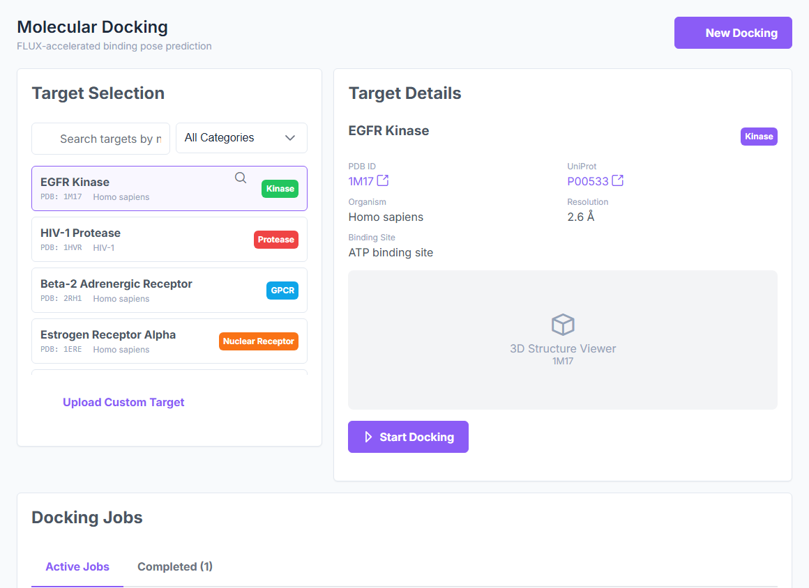 Active jobs table with status, progress bar, cancel button